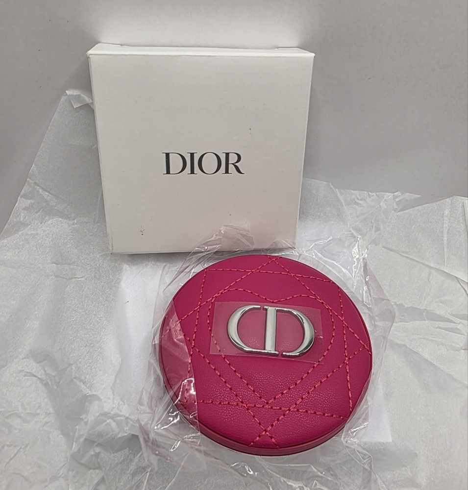 Dior Hot Pink Fuchsia Dual Mirror Compact w/ CD Logo GWP BNIB Authentic